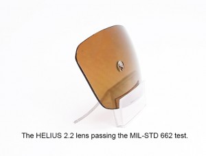 The HELIUS 2.2 Lens after being tested by the MIL-STD 662 specifications.